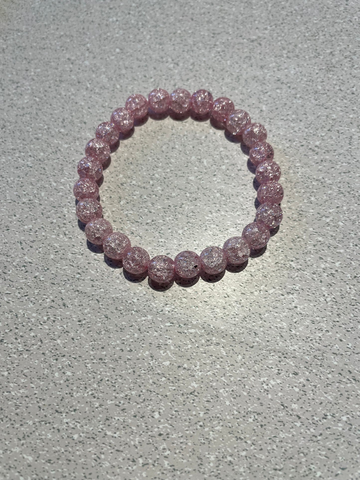 Bracelet Quarts rose craquelé (billes 8mm)