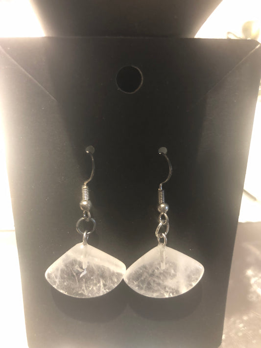 boucles d'oreilles fan en Crystal de quartz. 9.25 argent sterling véritable