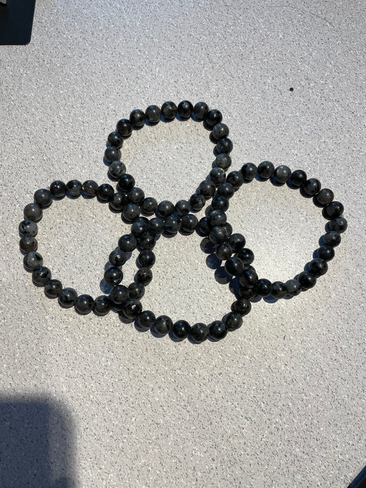 Bracelet Labradorite noir/Larvakite (billes de 8mm)