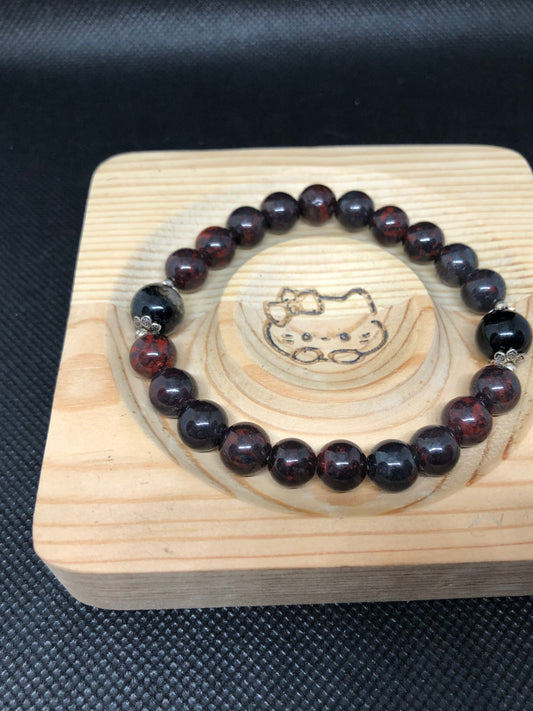 Bracelet Bloodstone et Tourmaline noir