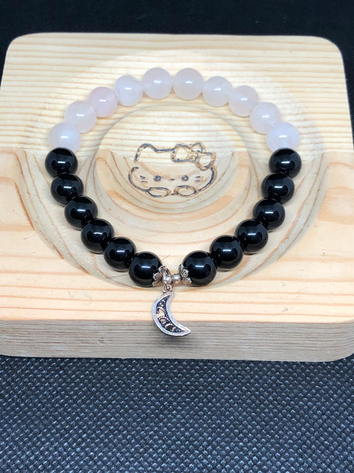 Bracelet Quartz rose et Obsidienne