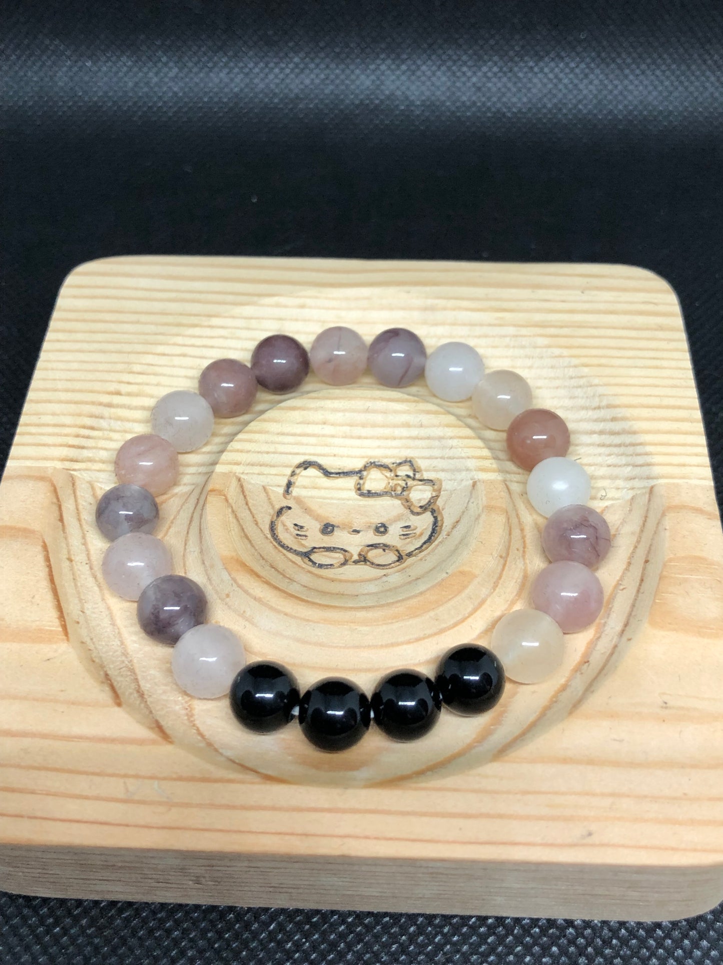 Bracelet Jade Afghan et Obsidienne noir